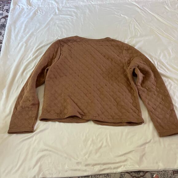 NWT J.Crew Quilted Jacket Tan Classic Cotton Top Patch Pockets Size L Preppy - Picture 4 of 11